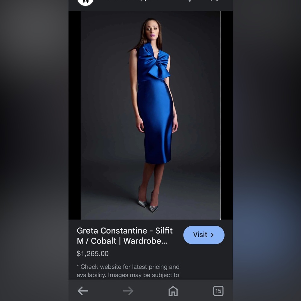 Greta Constantine custom order Silfit dress size M in cobalt.